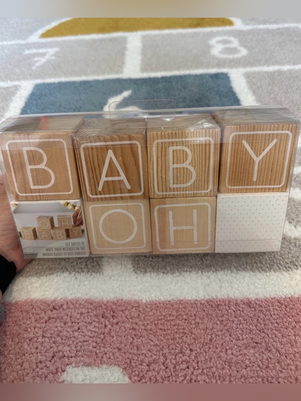 Wooden Baby Blocks Set - Natural Wood with White Letters